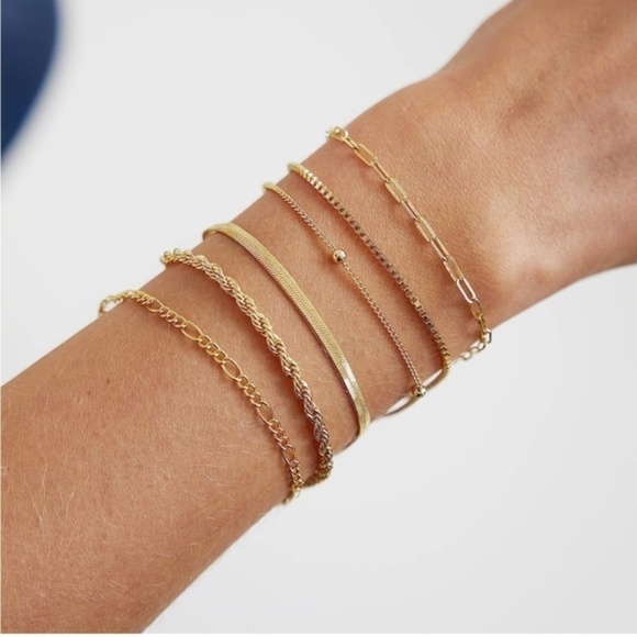 Gold 14k Gold Plated 6pc Bracelet Set - Picture 1 of 2